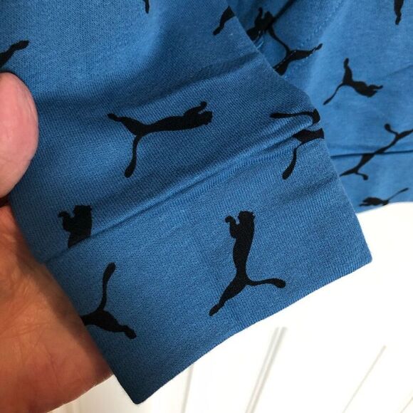 PUMA 🎉HPX4 🎉Youth S L (14-16) French Terry All-Over-Logo Hoodie/Blue/Unisex/NWT - Picture 11 of 15